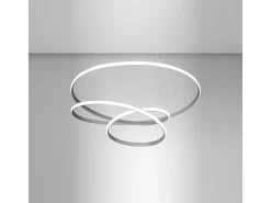 Diva - Lámpara colgante LED regulable 39W - Diseño moderno en aluminio titanio, luz cálida 3000K, anillos entrelazados d.50cm