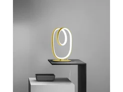 Diva - Lámpara de mesa LED regulable de diseño moderno - Aluminio oro cepillado, difusor de silicona, luz cálida 3000K, 17W