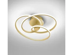 Diva - Plafón LED de diseño moderno 40W regulable - Aluminio oro cepillado, luz cálida 3000K, 2500lm, difusor de silicona