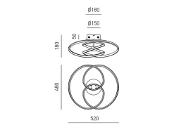 Diva - Plafón LED de diseño moderno 40W regulable - Aluminio titanio, luz cálida 3000K, 2500lm, difusor de silicona
