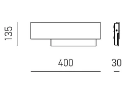 Doha - Aplique LED moderno 15W - Aluminio blanco, luz cálida 3000K, 1270lm, difusor bisatinado, IP20, l.40x13,5cm