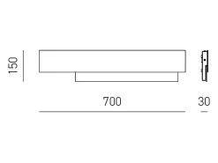Doha - Aplique LED moderno 25W - Aluminio blanco y acero, luz cálida 3000K, 2110lm, diseño lineal, IP20, para interiores, l.70x15cm