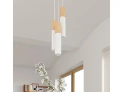 Downlight a plafone Flush Light bianco, legno naturale GU10 Focos empotrables de superficie Flush Light Blanco, Madera natural GU10