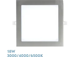 Downlight Abaco Niquel Cuadrado Led 18w 3000-4000-6500k