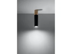 Downlight da superficie Flush Light Nero, legno naturale GU10 Focos empotrables de superficie Flush Light Negro, Madera natural GU10