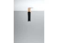 Downlight da superficie Flush Light Nero, legno naturale GU10 Focos empotrables de superficie Flush Light Negro, Madera natural GU10