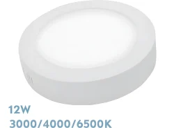 Downlight De Superficie Diorita Blanco Redondo 12w 3000k-4000k-6500k