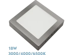 Downlight Led 18w Modelo Gabro Cuadrado Niquel 3000k-4000k-6500k