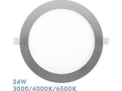 Downlight Modelo Silex Niquel Redondo, Led 24w 3000-4000-6500k