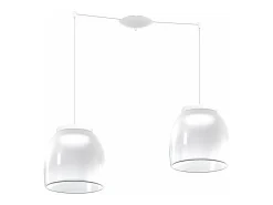 Drum Sosp. Spostabile Bianco 2 Luci Vetri Grandi Decoro Bianco