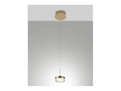 Dunk - Lámpara colgante individual de latón satinado de Fabas Luce - LED regulable de 8 W, diseño moderno