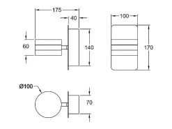 Dunk - Lámpara de pared redonda Fabas Luce de 2 luces - Aplique LED regulable de 16 W - Latón satinado