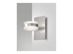 Dunk - Lámpara de pared redonda Fabas Luce de 2 luces - Aplique LED regulable de 16 W - Aluminio cepillado