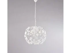 Edera - Lámpara de araña de hierro lacado en blanco con decoración. Lámpara shabby chic con pedrería de cristal, 3 luces, 105 cm, Ø50 cm, BL50-3-BCO