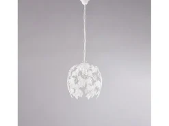 Edera - Lámpara de araña de hierro lacado en blanco con decoración. Efecto shabby chic y pedrería de cristal 1 luz X 97 - Ø30 - BL50-1-BCO