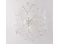 Edera - Lámpara de techo blanca shabby chic con pedrería de cristal, 6 luces Ø80 cm