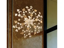 Edera - Lámpara de techo en hierro lacado marfil con decoración. Oro antiguo y pedrería de cristal 6 luces H.22 - Ø80 - BL50-PL6-AV
