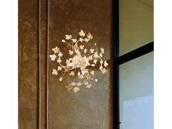 Edera - Lámpara de techo marfil con cristal de strass y acabado oro antiguo, 4 luces Ø60 cm
