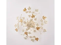 Edera - Lámpara de techo marfil con cristal de strass y acabado oro antiguo, 4 luces Ø60 cm