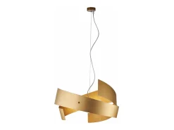 Elisa - Lámpara colgante blanca con corte láser, decoración oro antiguo y cable de acero, 3 luces Ø57