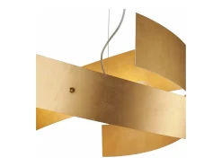 Elisa - Lámpara colgante blanca con corte láser, decoración oro antiguo y cable de acero, 3 luces Ø57