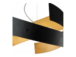 Elisa - Lámpara colgante negra con decoración interior dorada y cables de acero ajustables, 3 luces