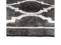 Elsje Alfombra lavable antideslizante negro y blanco 80x300 cm