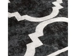 Elsje Alfombra lavable antideslizante negro y blanco 80x300 cm
