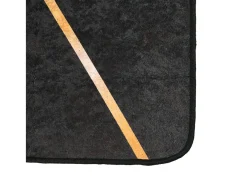 Elsje Alfombra lavable antideslizante negro y dorado 80x300 cm