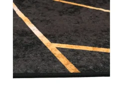 Elsje Alfombra lavable antideslizante negro y dorado 160x230 cm