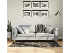 Elsje Alfombra lavable antideslizante negro y dorado 80x150 cm