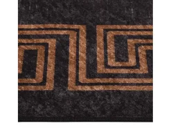 Elsje Alfombra lavable antideslizante negro y dorado 80x300 cm