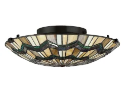 Elstead Alcott 2 Light Tiffany Flush Mount - Bronsfinish, E27