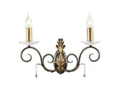 Elstead Amarilli 2 ljus inomhusljus väggljus guld, blommig bladdesign, E14