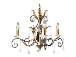 Elstead Amarilli Ljuskrona 3 ljus brons, guldblommiga bladdesign, E14