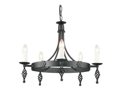 Elstead Belfry 5 ljus ljuskrona svart finish, E14