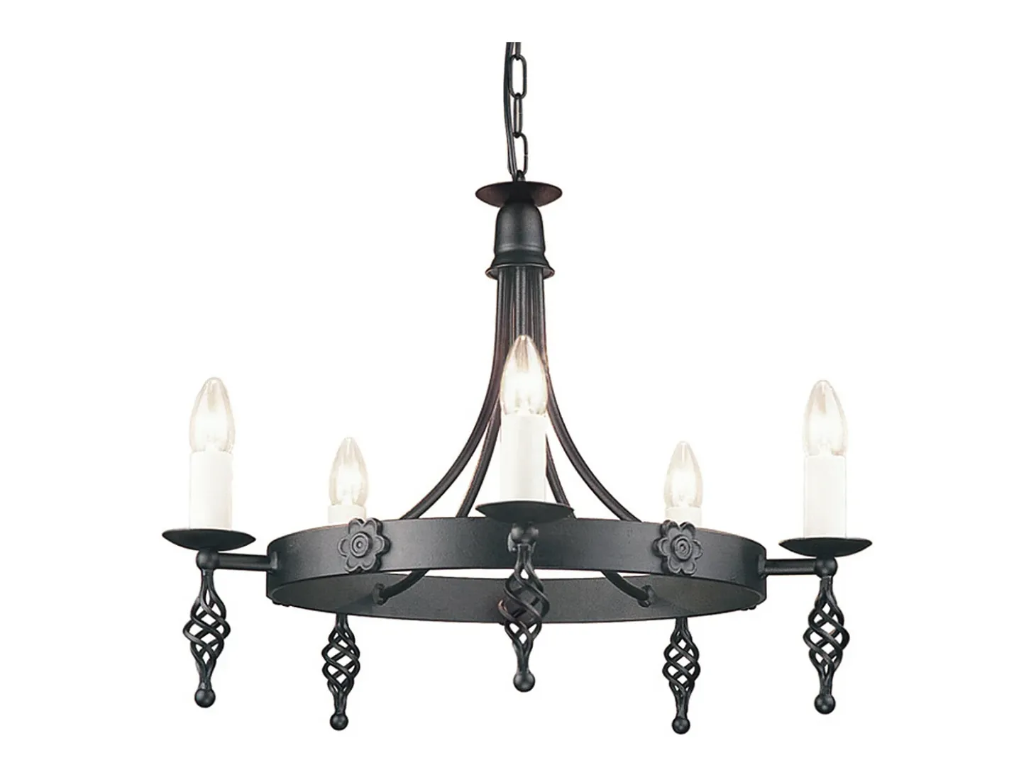 Elstead Belfry 5 ljus ljuskrona svart finish, E14