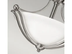 Elstead Bolla 2 Ljus Semi Flush Ceiling Light Borstad Nickel, E27