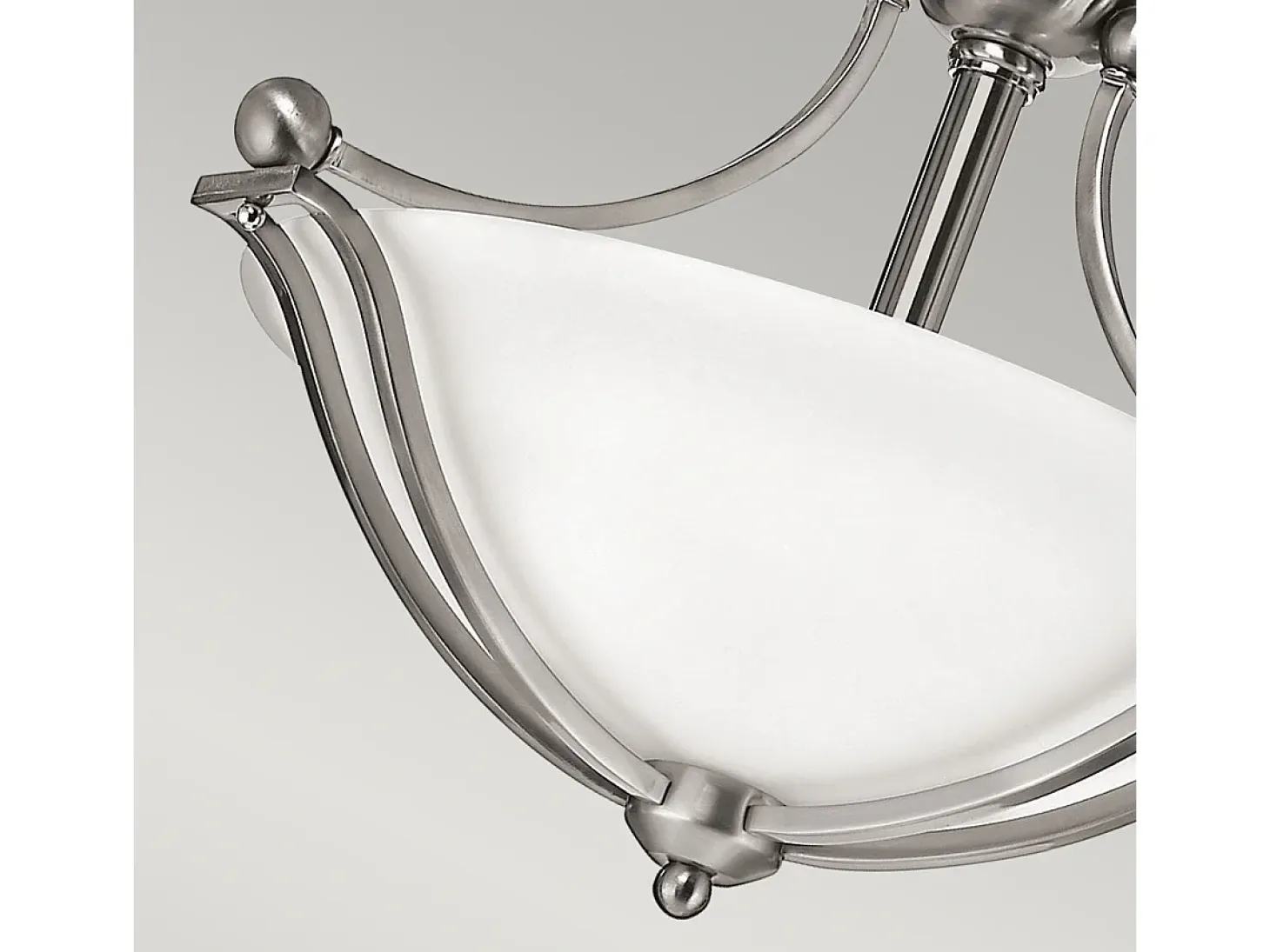 Elstead Bolla 2 Ljus Semi Flush Ceiling Light Borstad Nickel, E27