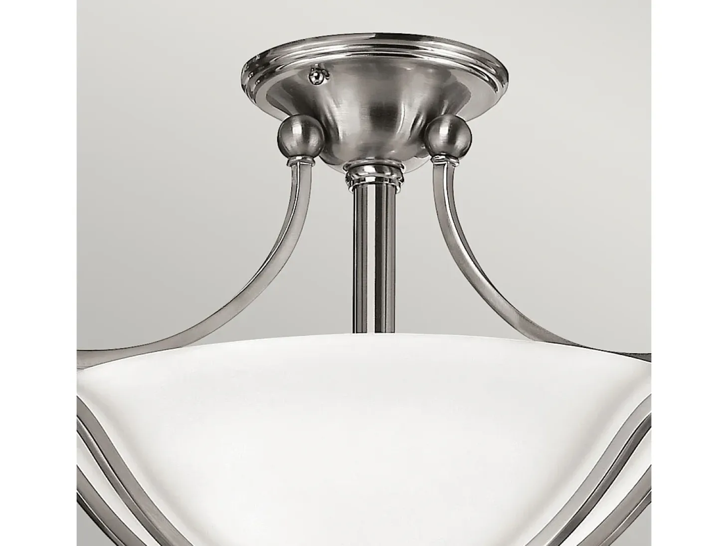 Elstead Bolla 2 Ljus Semi Flush Ceiling Light Borstad Nickel, E27