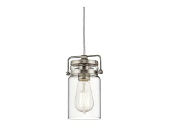 Elstead Brinley 1 Light Ceiling Mini Pendel Borstad Nickel, E27