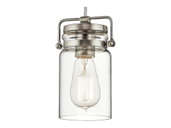 Elstead Brinley 1 Light Ceiling Mini Pendel Borstad Nickel, E27