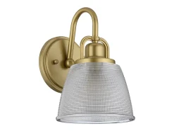 Elstead Dublin 1 ljus vägglampa, målad naturmässing, IP44, G9