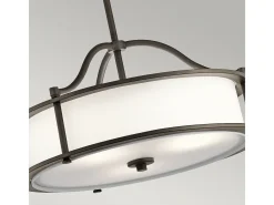 Elstead Emory 3 Ljus Semi Flush Round Tak Pendel Light Tenn, E27
