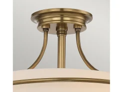 Elstead Griffin 3 Light Semi-Flush Light - Weathered Brass, E27