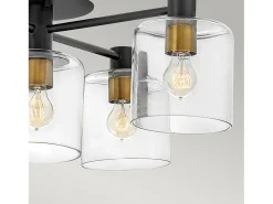 Elstead Hinkley Axel Multi Arm Semi Flush Taklampa Svart med Heritage Brass