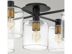 Elstead Hinkley Axel Multi Arm Semi Flush Taklampa Svart med Heritage Brass