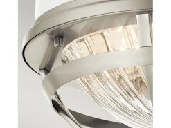 Elstead Kichler Tollis Skål Semi Flush Ceiling Light Borstad Nickel & Vit