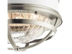Elstead Kichler Tollis Skål Semi Flush Ceiling Light Borstad Nickel & Vit