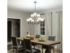 Elstead Lacey 9 ljus ljuskrona, antikt tenn, E14